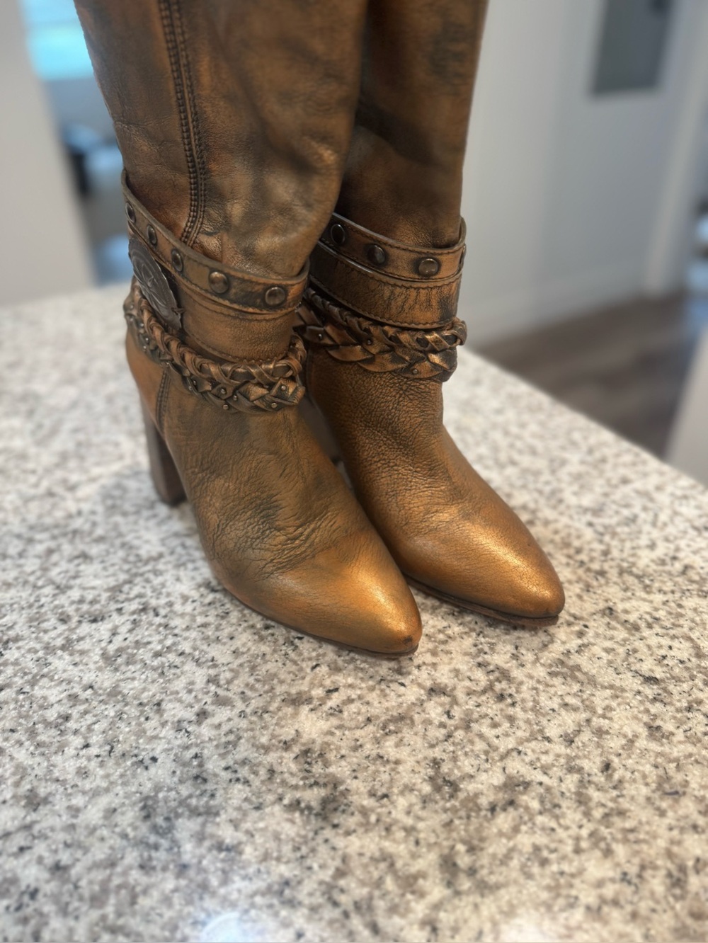 Freebird by Steven Juniper Metallic Bronze High-Heel Tall Boots
